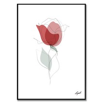 Rose 차한별 작가 미니멀리즘 원라인 드로잉 모던 감성 포인트 식물 꽃 그림 인테리어 액자, 포스터만