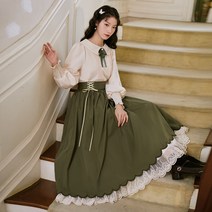 경성의복 개화기 의상 복고풍 퍼플 드레스 공주풍 긴소매