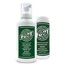 FOOT SENSE 워시 앤 케어 번들 - 천연 치료용 워시 6.5 온스 및 천연 발 및 신발 분말 3.5 온스 - 발과 몸의 냄새 무좀 구급/응급용품 풋케어 보호쿠션/패드 티눈