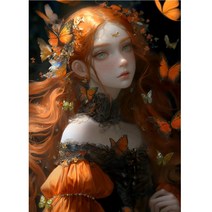 캔버스형 보석십자수 나비요정 온갖 꽃들이 만발한 천사 여신 미녀 행운 가져다주는 인물그림 집들이 새집선물 라운드 구슬 집콕취미 비즈 수제공예 액자없음 DIY패키지 20종, 선택03-플라워나비요정, 80*100CM