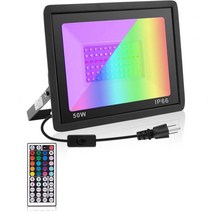 50W LED UV 블랙 라이트 RGB 컬러 체인지 2 in 1 플러그 스위치 5피트 코드가 있는 플러드 할로윈 글로우 파티 형광 장식 무대 조명을 위한, 50w Uv Black+ Rgb Lights