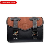 바이크 오토바이가방바이크가방 혼다/스즈키/가와사키/야마하/베넬리/베스파 용 범용 오토바이 안장 사이드 도구 가방 인조가죽 수하물 파우치, [02] Size S Brown