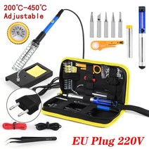 Electric Soldering Iron 60W Adjustable Temperature Tips Rework Station 220V/110V Tools, 02 806 set(EU 220V), 1개