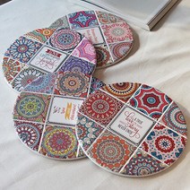 cocooning Persian 논슬립 도자기 코르크 원형 냄비받침, 1Ea, 러브라이프
