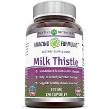 미국직구 어메이징 포뮬러 밀크 엉겅퀴 175mg 120캡슐(비GMO 글루텐 프리) - 슬리마린 80% 함유 표준화 - 되고 효소 한 스킨, 수량, 상세참조