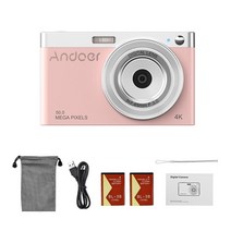 입문자용카메라 미니 andoer 4k 미니 디지털 비디오 코더 50mp 2.88quot ips screen af ​​16x 줌 얼굴 감지 내장 플래시 용, 분홍색, 기준