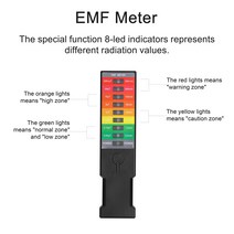 EMF 측정기 전자기장 EMF 가우스 측정기 휴대용 모니터 전기 검출기 8 LED 미터, 한개옵션0