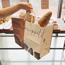 [소행섬] 보나뻬띠 자동쇼핑백 L사이즈 (50매) 베이커리 디저트 종이쇼핑백, Brown