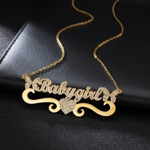 고래 목걸이 acheerup 여성용 맞춤 이름 지르콘 골드 컬러 스테인레스 스틸 나비 하트 펜던트 편지 nameplate jewelry