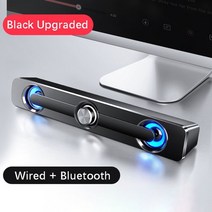 사운드바 tv 스피커 블루투스 사운드바 티비 홈시어터 가성비 외부스피커 soundbar 컴퓨터 with led 빛 usb 무선 스테레오 홈 시어터 시스템 데스크탑 caixa, 블랙 블루투스