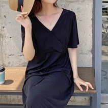 무지 브이랩 리본 원피스 307P662S 빅사이즈 여성