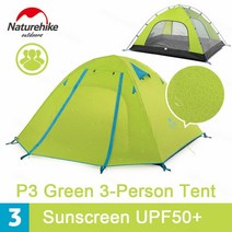 Naturehike p 시리즈 캠핑 텐트 2-4인용 초경량 하이킹 가족 텐트 35, p3-녹색, 협력사
