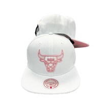 남성 Mitchell Ness 화이트 핑크 NBA 시카고 불스 여름 스웨이드 스냅백 OSFA