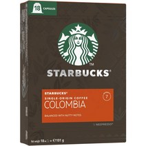스타벅스 네스프레소 싱글 오리진 콜롬비아 캡슐 18개 Starbucks By Nespresso Single Origin Colombia Capsules, 1팩