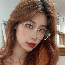PKFARM 꾸안꾸 패션 얼굴소멸 오버핏 투명 뿔테 안경 빅사이즈