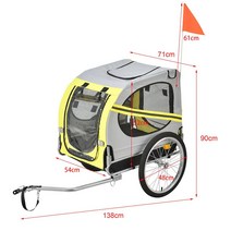 TT 자전거 트레일러 웨건 여행 자전거유모차 바이크트레일러 휴대용 애완용 2인승, 노란색