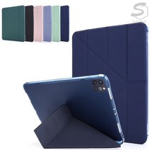 아이패드프로3세대 11인치 A1980 A2013 삼각폴딩 레더 가죽 TPU 펜슬롯 펜슬수납 태블릿 케이스, stc045 퍼플