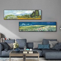 어반프롭 빈센트 반 고흐 세계 명화 대형 캔버스 거실 인테리어 액자 와이드형, 뇌운 아래의 밀밭