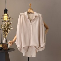 모노시크 갤리드 카라 V넥 루즈핏 블라우스 MNBS295