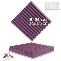 방음부스 스튜디오 벽 폼 패널 61224 Pcs 어쿠스틱 단열 흡음 소재, 21.Purple  Medium Density24 Pc