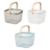 이케아 리사토르프 바구니 25x26x18cm 수납 주방 바스켓 철제, 화이트 702.816.19, 1개