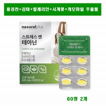 스트레스 엔 테아닌 120정 홍경천 감태 발레리안 시계꽃 캐모마일 추출물 영양제 추천, 2개, 60정