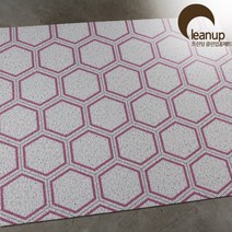 클린업 픽셀헥사곤 핫핑크 패턴 코일 현관매트, 1개
