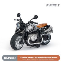 모형 오토바이 바이크 장식품 피규어 다이캐스트 미니어쳐 1/12 R 나인 T 레트로 오토바이 시뮬레이션 합금, 02 9T-Sliver