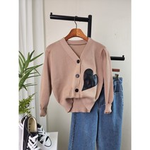 [무배]하트 브이넥 퍼프소매 러블리 긴팔 가디건