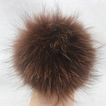 saw 푹신한 여우 퍼 폼폼 및 버튼 13-15cm DIY 너구리 공 자연 스카프 모자 액세서리, [18] coffee