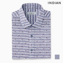 [INDIAN] 멜란지 스트라이프 코튼 반팔 셔츠__MITNSUM4311