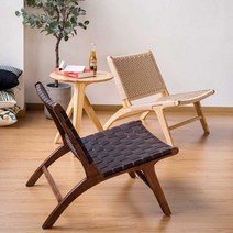 안장가죽 의자 원목 싱글소파 편안한 안락 로그 일본식, 우드 등나무오크