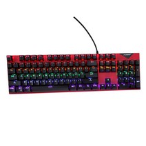FOREV 레인보우 LED 기계식 청축 게이밍 키보드, FV-Q302/레드