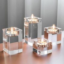 고급 크리스탈 스퀘어 캔들 홀더 3종 반짝반짝 양초 유리 촛대, 12cm, 1개