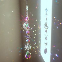 레인보우 홈 정원 스테인글라스 DIY 미니 썬 캐쳐 드림 캐쳐 인테리어 가을 소품 모빌, 실버 3 길이 약 45 cm35g