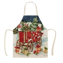 주방 카페용 1 개 주방 앞치마 레드 트럭 스마스 소원 트리 인쇄 민소매 코튼 린넨 홈 청소 도구55x68cm 2cEA7, 38x47cm, 09 WQI84009