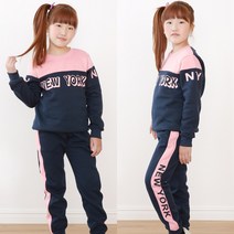제이키드주니어 뉴욕배색기모상하세트 주니어의류 남아 여아 초등학생옷 트레이닝복세트 상하복 주니어옷