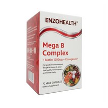 엔조헬스 메가B 콤플렉스 비타민B 비오틴 엔조제놀 엽산 이노시톨 비타민씨 70정 Enzo Health Mega B Complex Biotin Enzogenol, 1개