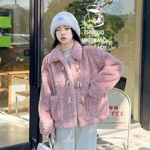 무스탕 리폼 떡볶이 코트 아우터 세트 여성 겨울 두꺼운 모피 버클 양털 피부 모피
