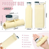 Roshtia 6피스 591.5ml(20온스) 실리콘 접이식 물병 휴대용 플랫 경량 재사용 가능한 누출 방지 여행용 스포츠 하이킹 캠핑 러닝 피트니스용 6가지 색상 얼음 1266