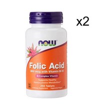 Now Foods 나우푸드 엽산 800mcg 250정, 2개