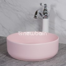 [SB 031] 원형 무광 핑크 컬러 탑볼 세면대 세면기 (전용폽업 포함)