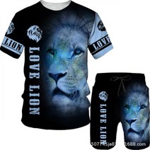 빅사이즈 반팔 반바지 호랑이 트레이닝복 세트 3D 그래픽 티셔츠 임인년 동호회 팀복