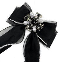 레이스 쉬폰 진주 리본브로치 블라우스 정장 명품 넥브로치