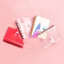 루카랩 미니 다이어리 PVC 커버 6공, 핑크 글리터, 1개