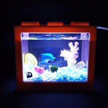 마리모프렌즈 마리모 키우기 세트 바닷속 친구들, USB LED 블럭어항, 파스텔핑크, 컬러스톤