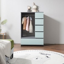 아이방 아기옷 5단 서랍장 베이비장(80cm 3색) 여아 어린이 자녀방 아동, 핑크그레이