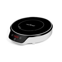 정품 NutriChef 이중 인덕션 쿡탑 - 휴대용 120V 디지털 세라믹 듀얼 버너(어린이 안전 잠금 장치 포함) 평면 주철 팬 1800와트 터치 센서 제어 12개 컨트롤과, A Single
