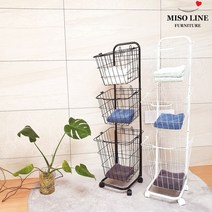 미소라인퍼니처 이동식 철재 햄퍼 세탁바구니 3단, 화이트, 1개