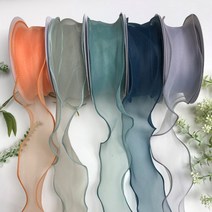 오간디 리본 인타리본 선물 포장 공예 재료 리본끈, 1-5.살구핑크색, 1.실크블룸 오간디